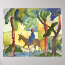 August Macke - cavalier d'âne Eselreiter 1914 Posters