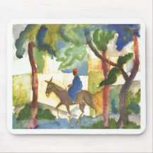 August Macke - cavalier d'âne Eselreiter 1914 Tapis De Souris