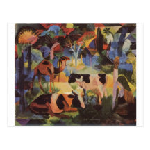 August_Macke - paysage avec les vaches et le chame Carte Postale