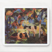 August_Macke - paysage avec les vaches et le chame Tapis De Souris