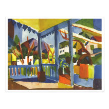 August Macke - Terrasse à St Germain 1914 Carte Postale