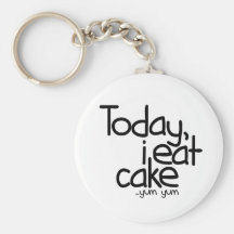 Aujourd'hui je mange le gâteau (l'anniversaire) porte-clef
