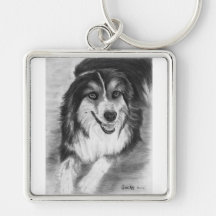 Australian Shepherd Drawing Key Chains