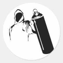 Auteur de graffiti avec le pochoir de boîte de jet autocollants