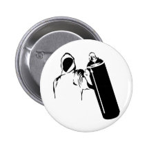 Auteur de graffiti avec le pochoir de boîte de jet badges