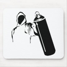 Auteur de graffiti avec le pochoir de boîte de jet tapis de souris