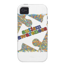 Autism Awareness Splatter Puzzle Ribbon iPhone 4/4S Case