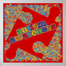 Autism Awareness Splatter Puzzle Ribbon Posters