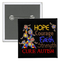 Autisme de la force 3 de foi de courage d'espoir pin's