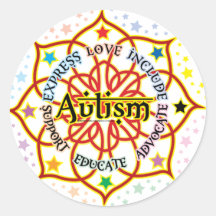Autisme Lotus Adhésifs Ronds