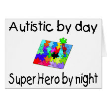 Autiste par le superhéros de jour par nuit carte de vœux