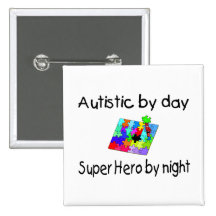 Autiste par le superhéros de jour par nuit pin's