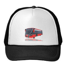 Autobus blanc et noir rouge sur le blanc casquettes