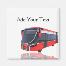 Autobus blanc et noir rouge sur le blanc magnets pour réfrigérateur