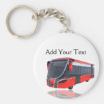 Autobus blanc et noir rouge sur le blanc porte-clef