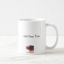 Autobus blanc et noir rouge sur le blanc tasse