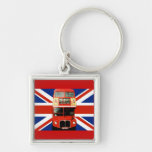 Autobus de Londres et drapeau britannique Porte-clef