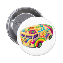 Autobus peint psychédélique coloré badge