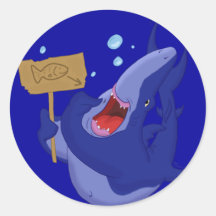 Autocollant affamé de requin bleu