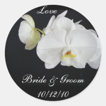 Autocollant blanc de mariage d'orchidée
