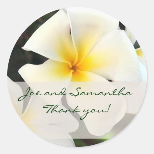 Autocollant blanc de Merci de fleur de Plumeria