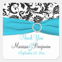 Autocollant bleu, blanc, noir de faveur de mariage