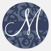 Autocollant bleu de monogramme
