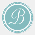 Autocollant bleu d'initiale de monogramme de point