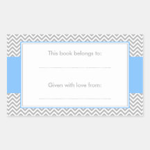 Autocollant bleu et gris d'ex-libris de motif de C