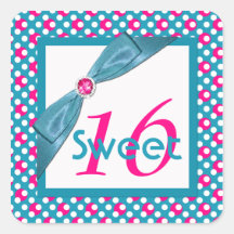 Autocollant carré de rose, de turquoise, et de bon