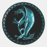 Autocollant celtique bleu de dragon