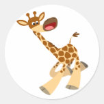 Autocollant chevauchant de girafe de bande dessiné autocollants