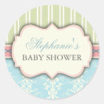 Autocollant chic de faveur de baby shower de damas