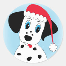 Autocollant dalmatien mignon de Noël de chiot