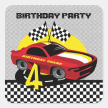 Autocollant d'anniversaire de voiture de course 4è