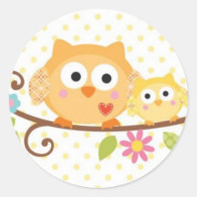 AUTOCOLLANT DE BABY SHOWER DE HIBOU D'ARBRE DE HAP