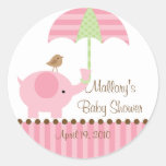 Autocollant de baby shower de parapluie d'éléphant