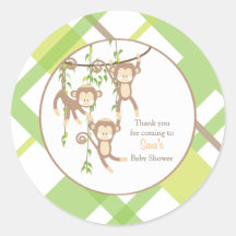 Autocollant de baby shower de singes de triplet du