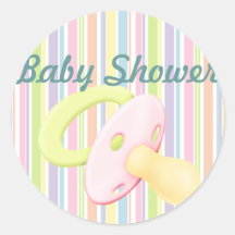 Autocollant de baby shower de tétine et de rayures