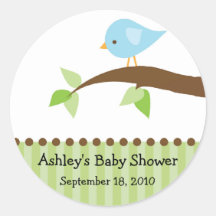 Autocollant de baby shower d'oiseau de bleus layet
