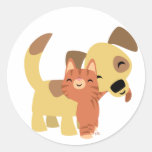 Autocollant de bande dessinée de Kitty et de chien autocollants