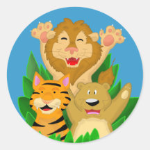 Autocollant de bande dessinée de tigre et d'ours d