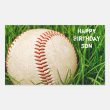 Autocollant de base-ball de fils de joyeux anniver