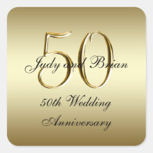Autocollant de carré d'anniversaire de mariage de 
