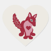 Autocollant de coeur de Fox rouge