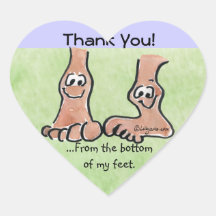 Autocollant de coeur de Merci de pieds de bande de