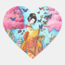 Autocollant de coeur de papillon de geisha de Maik