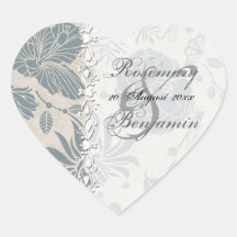 Autocollant de coeur de pochoir de fleur