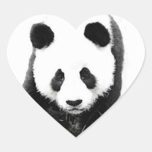 Autocollant de coeur de visage de panda