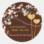 Autocollant de faire-part de mariage de deux coeur